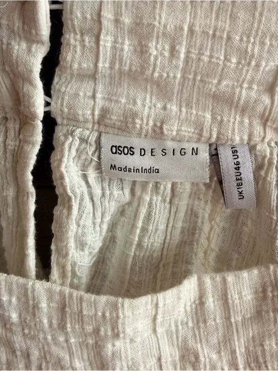 ASOS Cream Textured Square-Neck Puff Sleeve Top - Picture 3 of 3